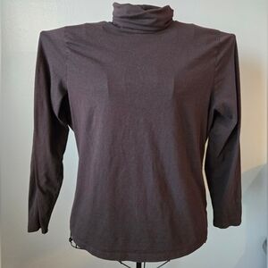 Lands' End Women's Rich Brown Turtleneck Long Sleeve Shirt